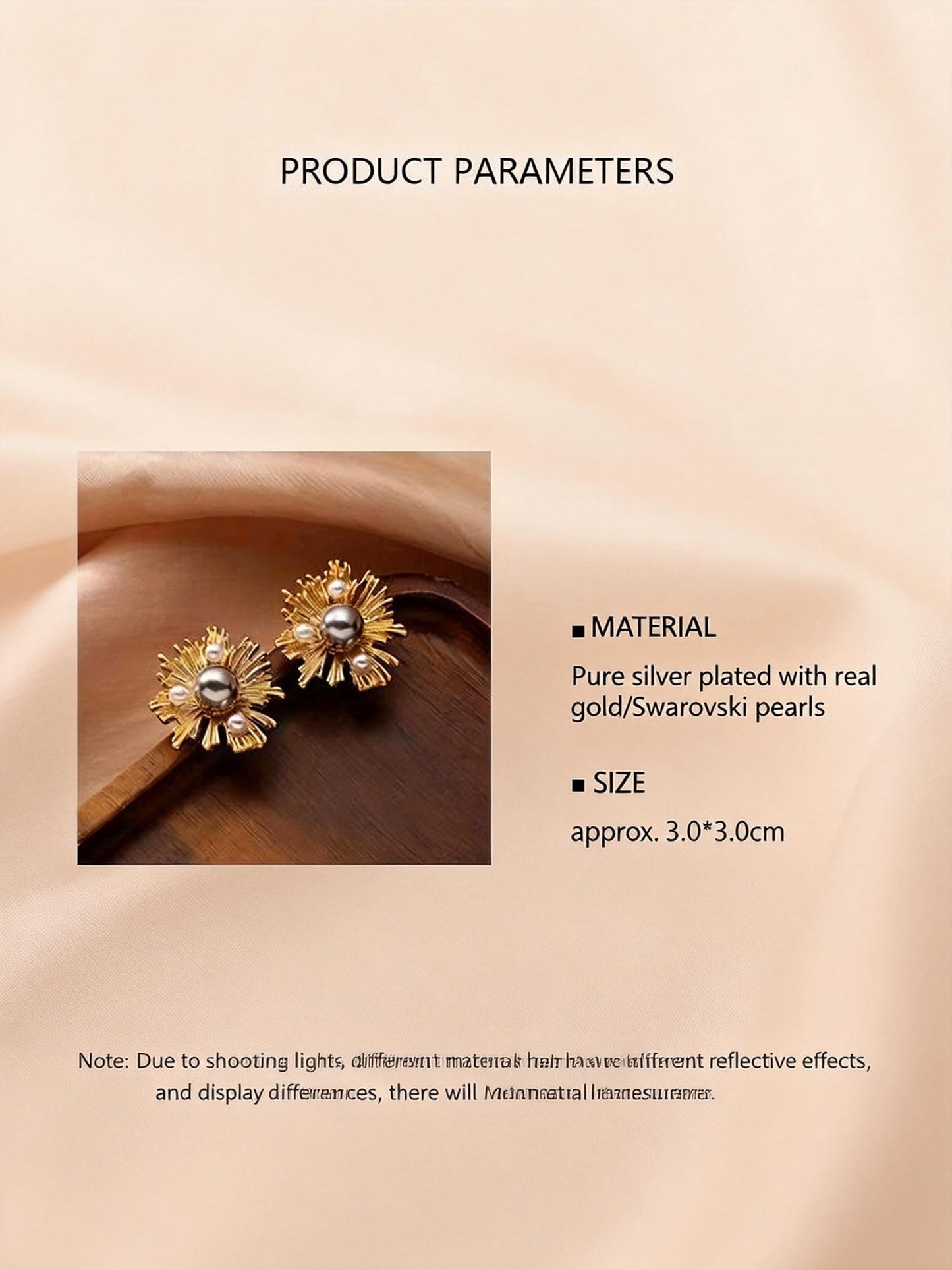 Sunflower-Inspired Pearl Earrings with Sterling Silver Needles - Elegant and Chic