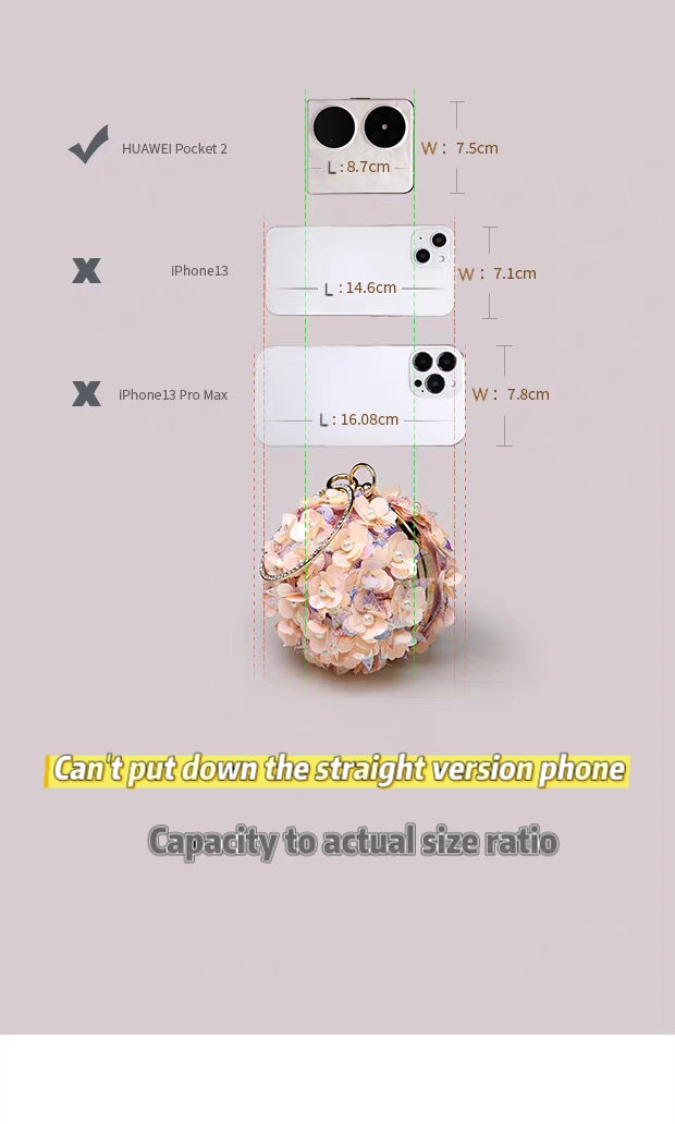 Pink three-dimensional flower bag women's dinner dress catwalk small ball bag high-end mini ring handbag