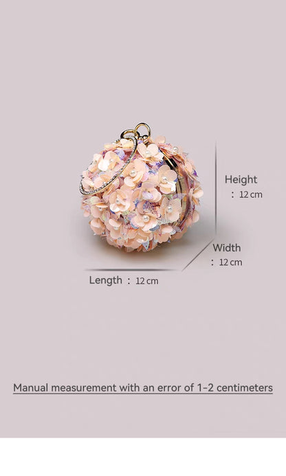 Pink three-dimensional flower bag women's dinner dress catwalk small ball bag high-end mini ring handbag
