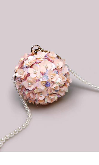 Pink three-dimensional flower bag women's dinner dress catwalk small ball bag high-end mini ring handbag