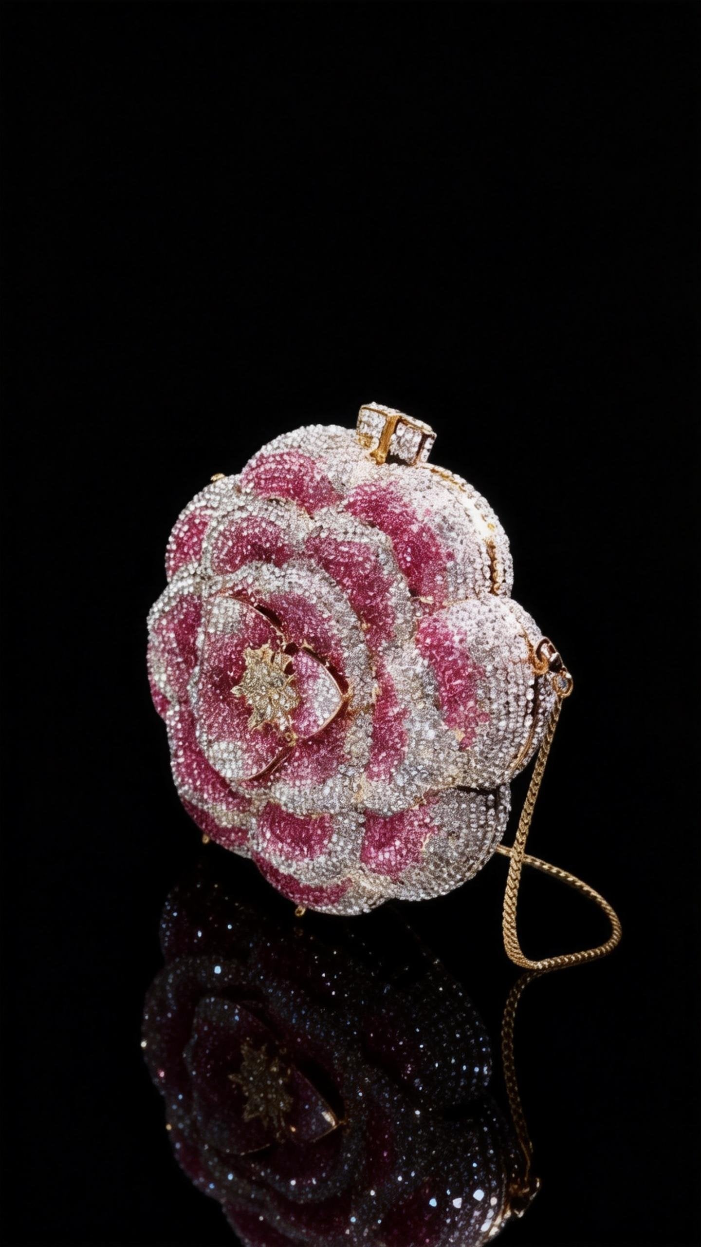 PUER ELEMENTES/Women's Evening Clutch Purse Crystal Rhinestone Hollow Metal Rose Design Small Sparkly Handbag for Formal Dresses