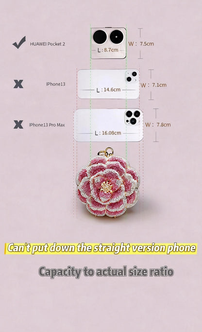 PUER ELEMENTES/Women's Evening Clutch Purse Crystal Rhinestone Hollow Metal Rose Design Small Sparkly Handbag for Formal Dresses