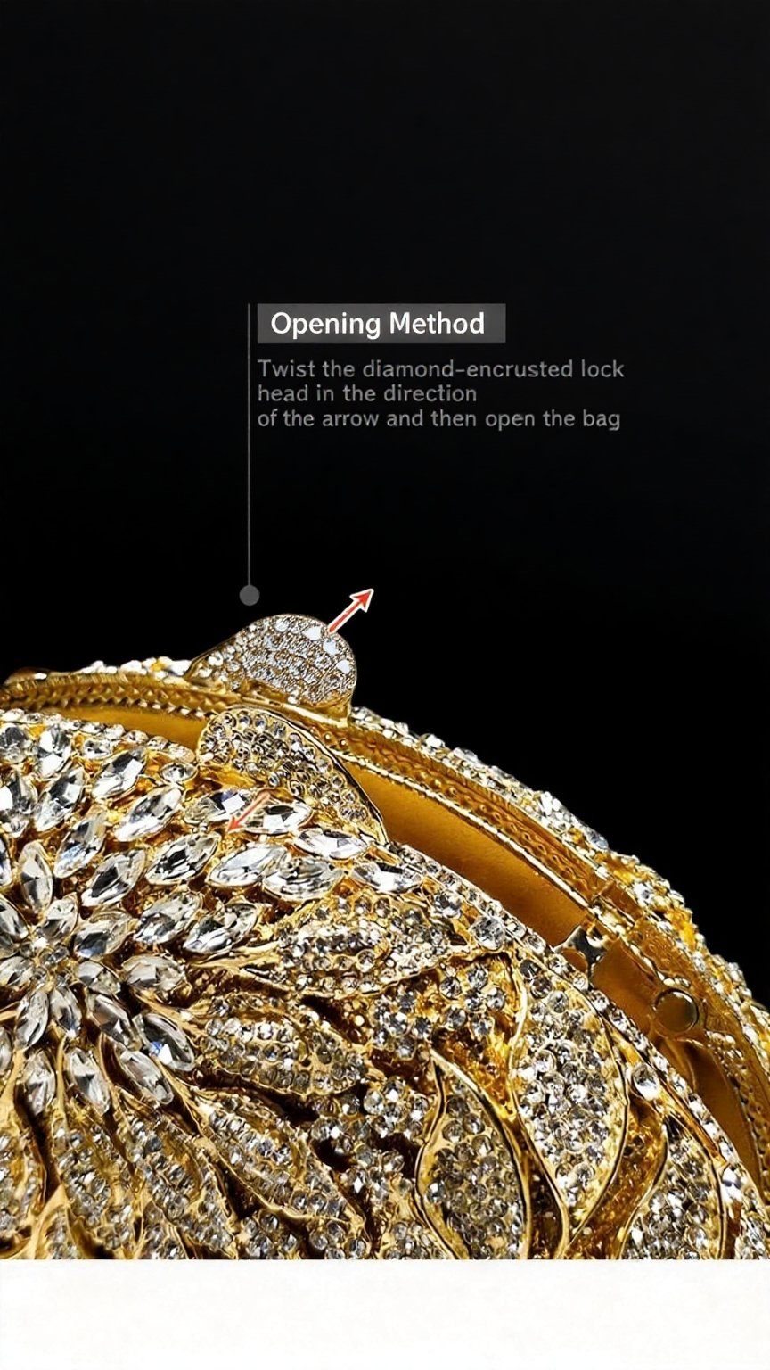 【Crystalline Starlight】Metal Mesh Diamond Hardcase Evening Bag
