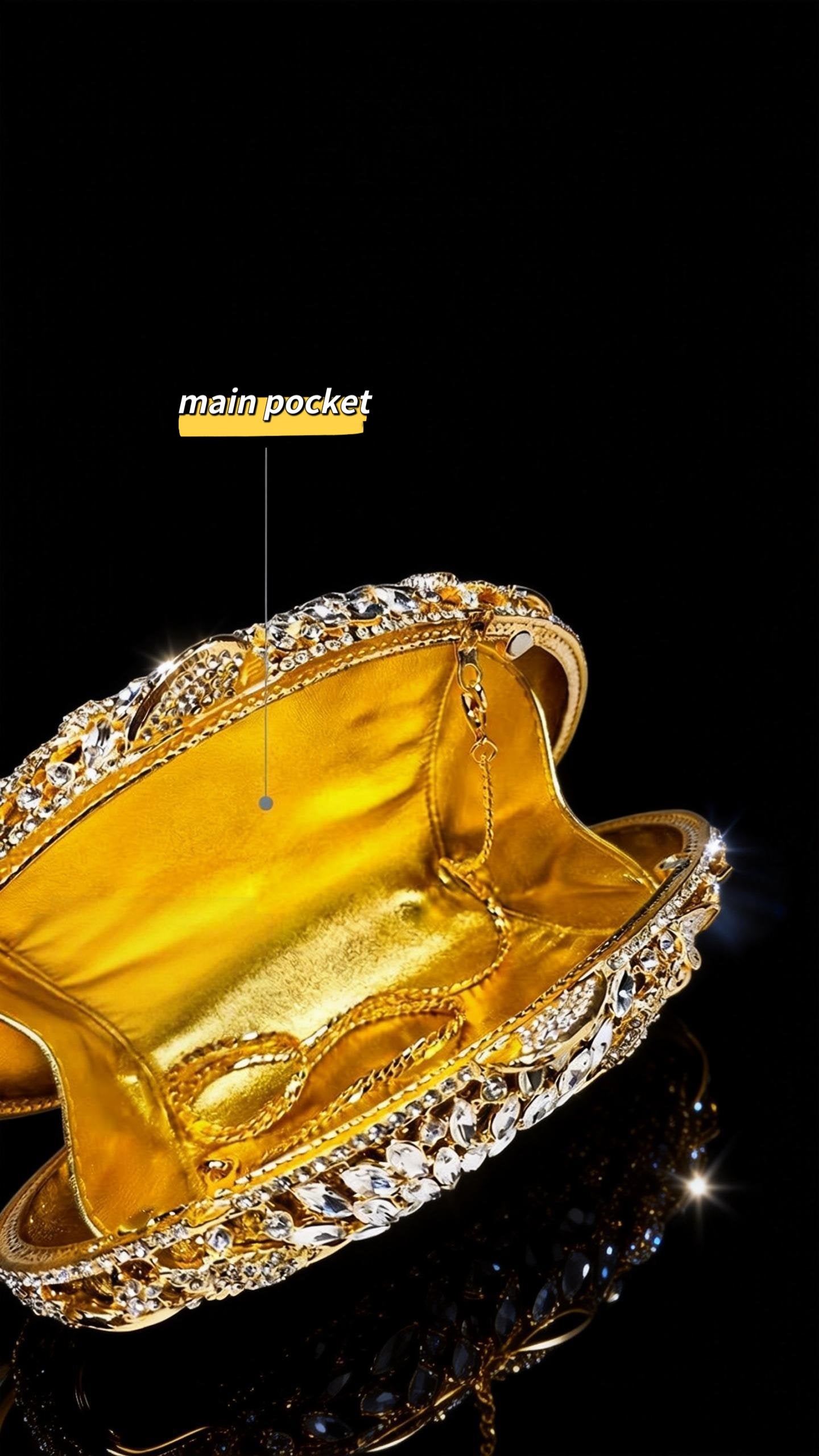 【Crystalline Starlight】Metal Mesh Diamond Hardcase Evening Bag
