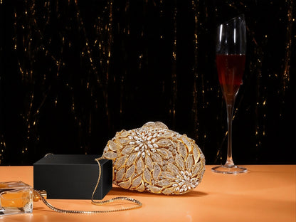 【Crystalline Starlight】Metal Mesh Diamond Hardcase Evening Bag