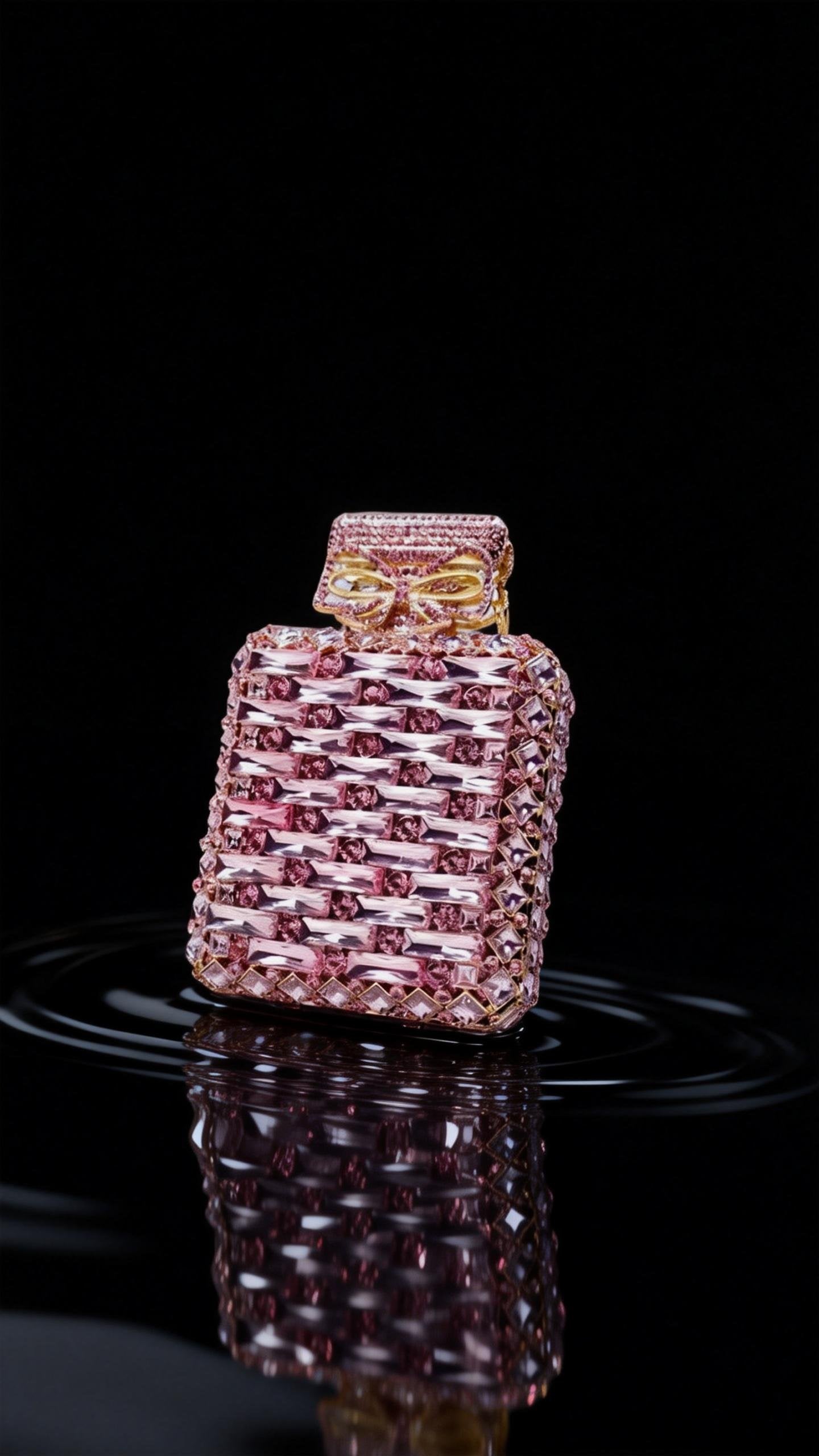 Light luxury high-end custom evening dress clutch bag with pink crystal bow, mini bag for women, exquisite match for banquet handbag.