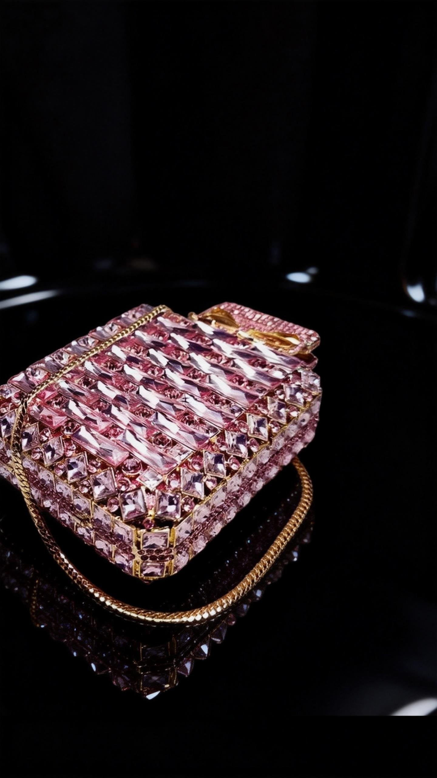 Light luxury high-end custom evening dress clutch bag with pink crystal bow, mini bag for women, exquisite match for banquet handbag.