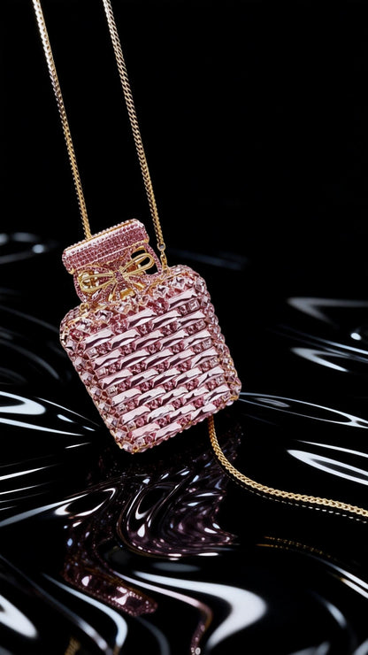 Light luxury high-end custom evening dress clutch bag with pink crystal bow, mini bag for women, exquisite match for banquet handbag.