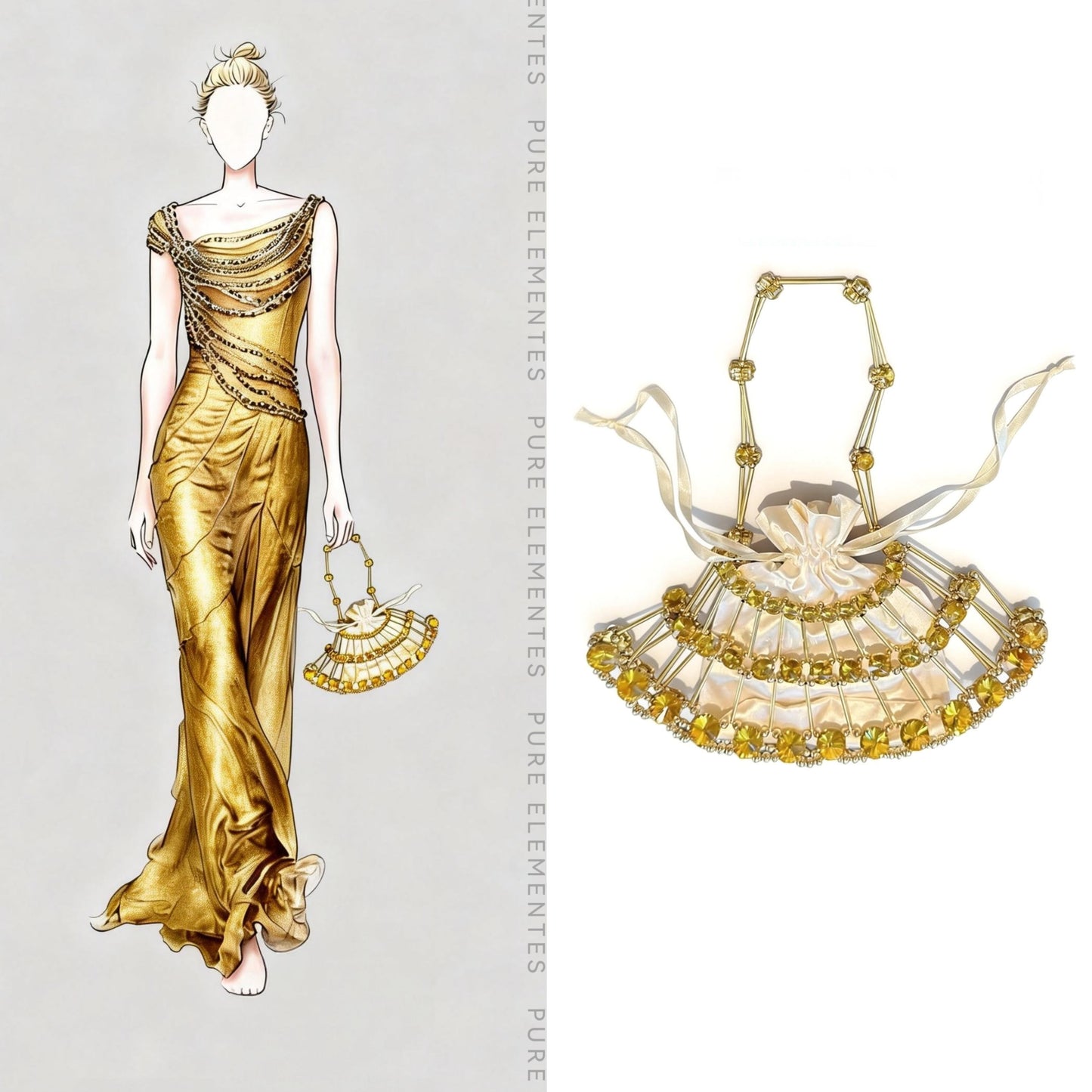 European & American Style Gold Vintage Diamond-Trimmed Metal-Woven Hollow-Out Women's Mini Handheld Evening Bag
