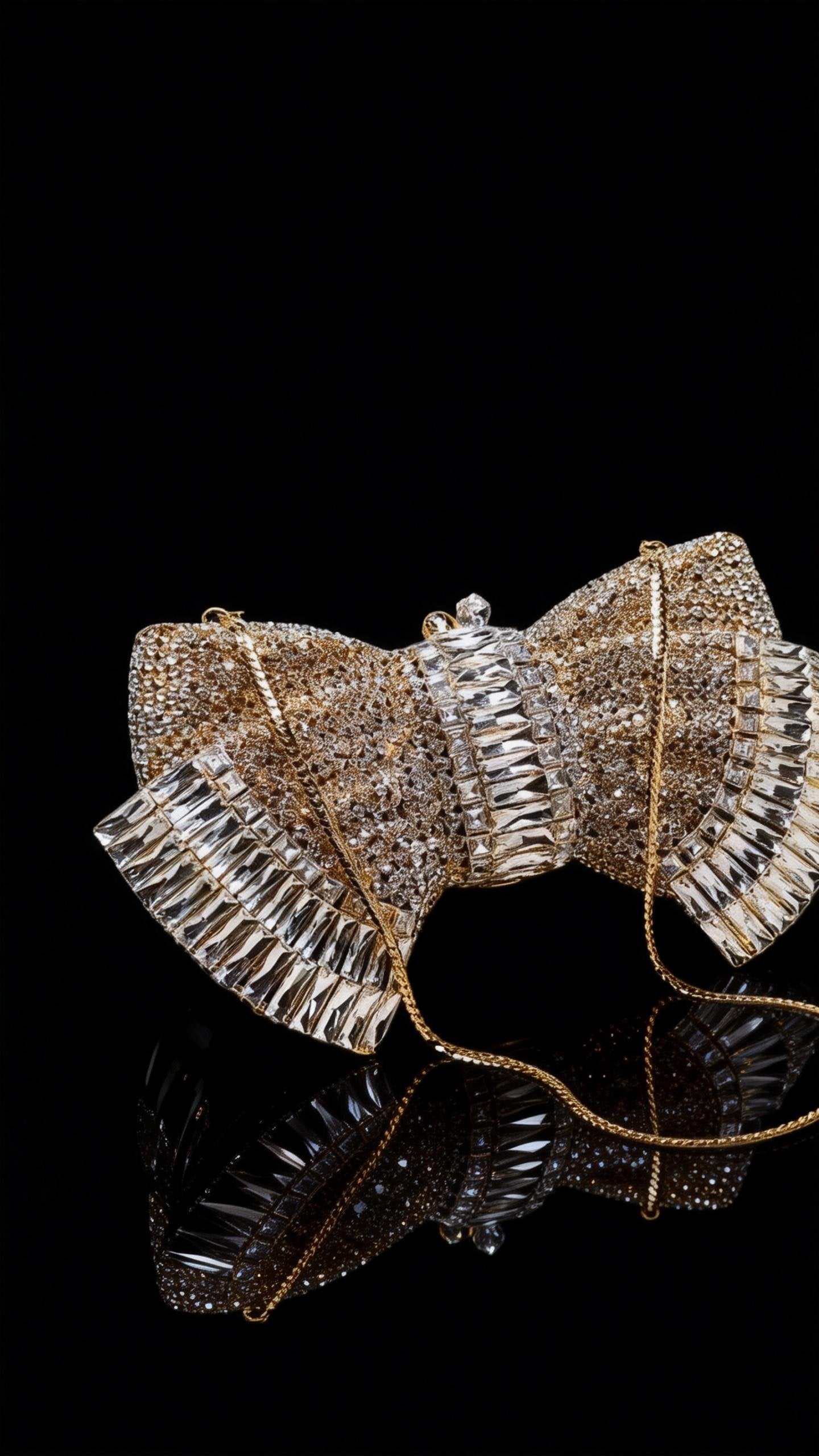 High-end Luxury Embellished New Arrival European-style Evening Bag with Bow and Crystal-encrusted Chain, Women's Handheld Crystal Bag