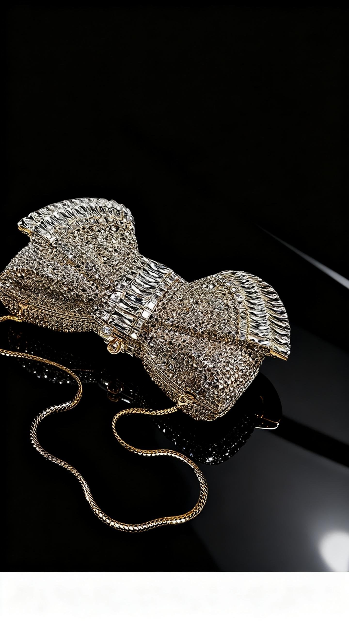 High-end Luxury Embellished New Arrival European-style Evening Bag with Bow and Crystal-encrusted Chain, Women's Handheld Crystal Bag