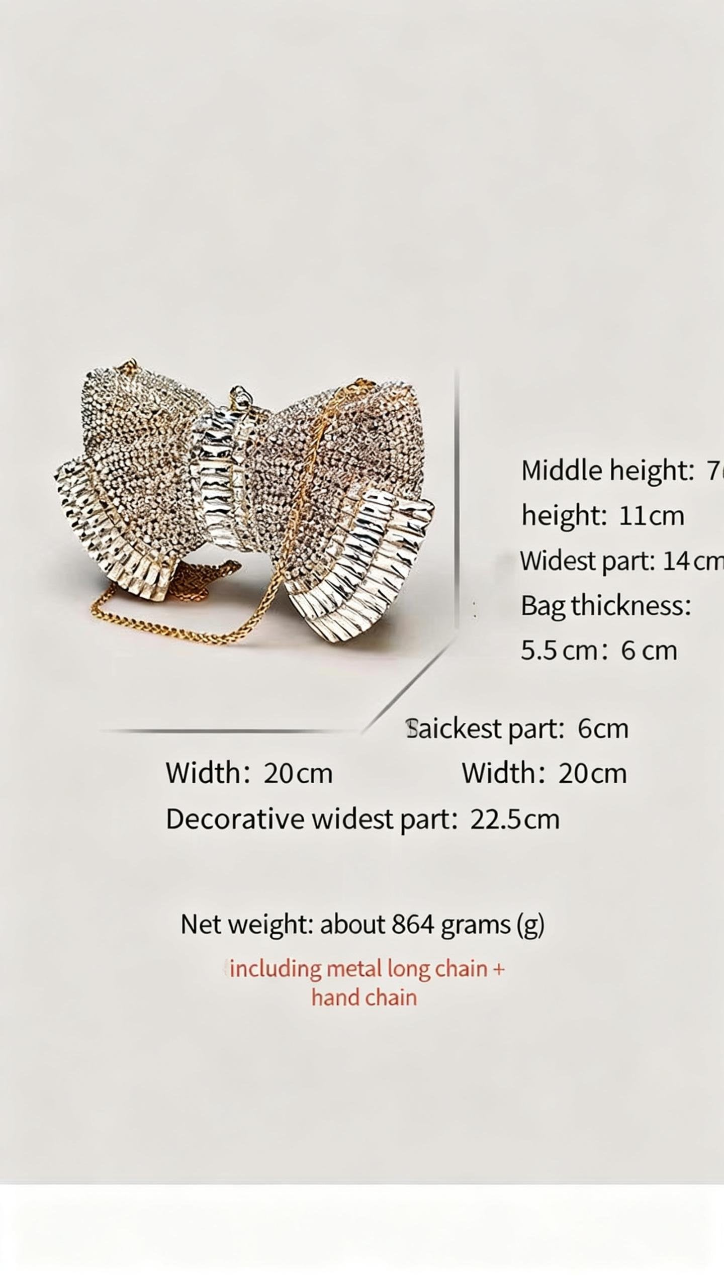 High-end Luxury Embellished New Arrival European-style Evening Bag with Bow and Crystal-encrusted Chain, Women's Handheld Crystal Bag