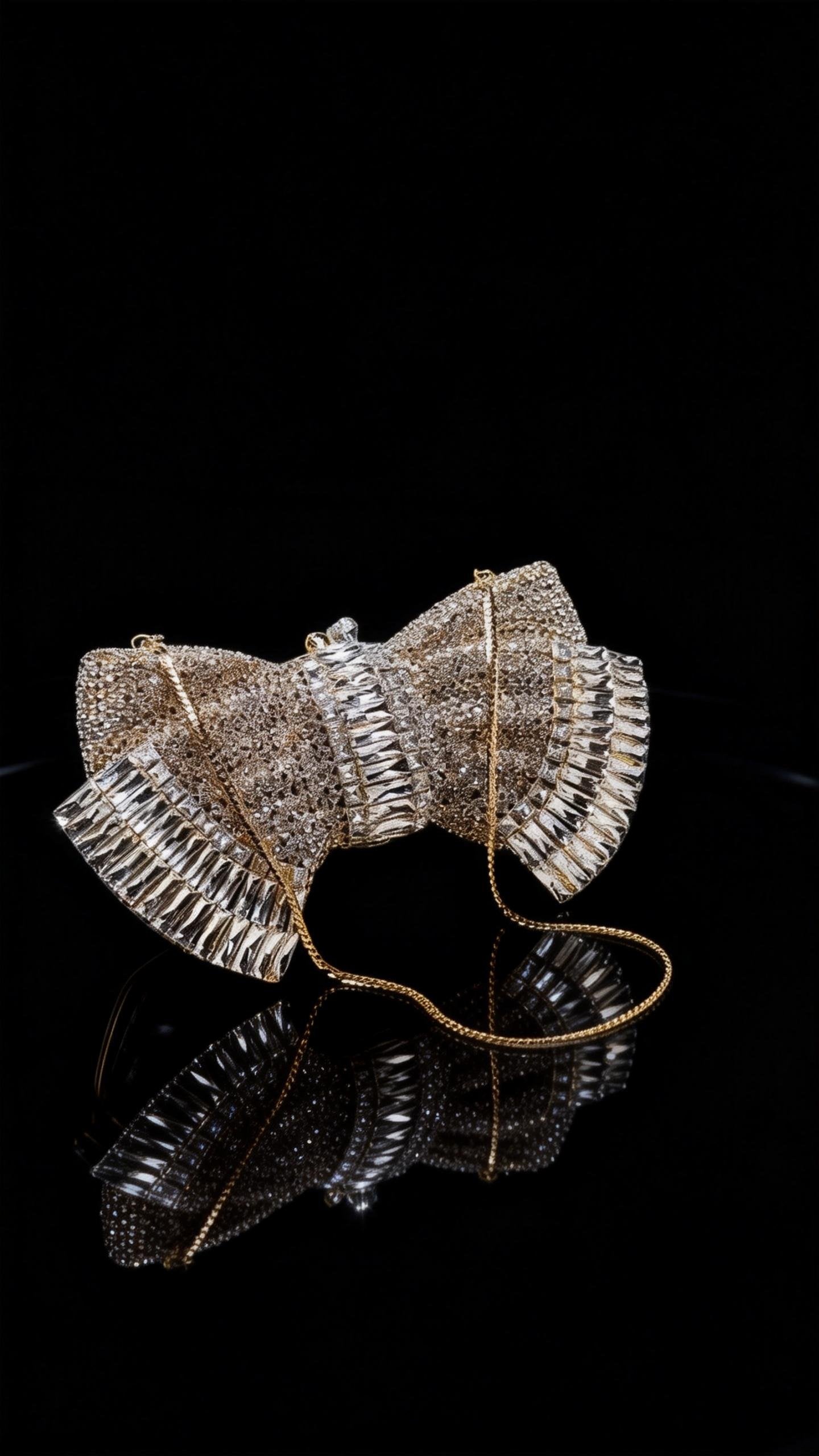 High-end Luxury Embellished New Arrival European-style Evening Bag with Bow and Crystal-encrusted Chain, Women's Handheld Crystal Bag