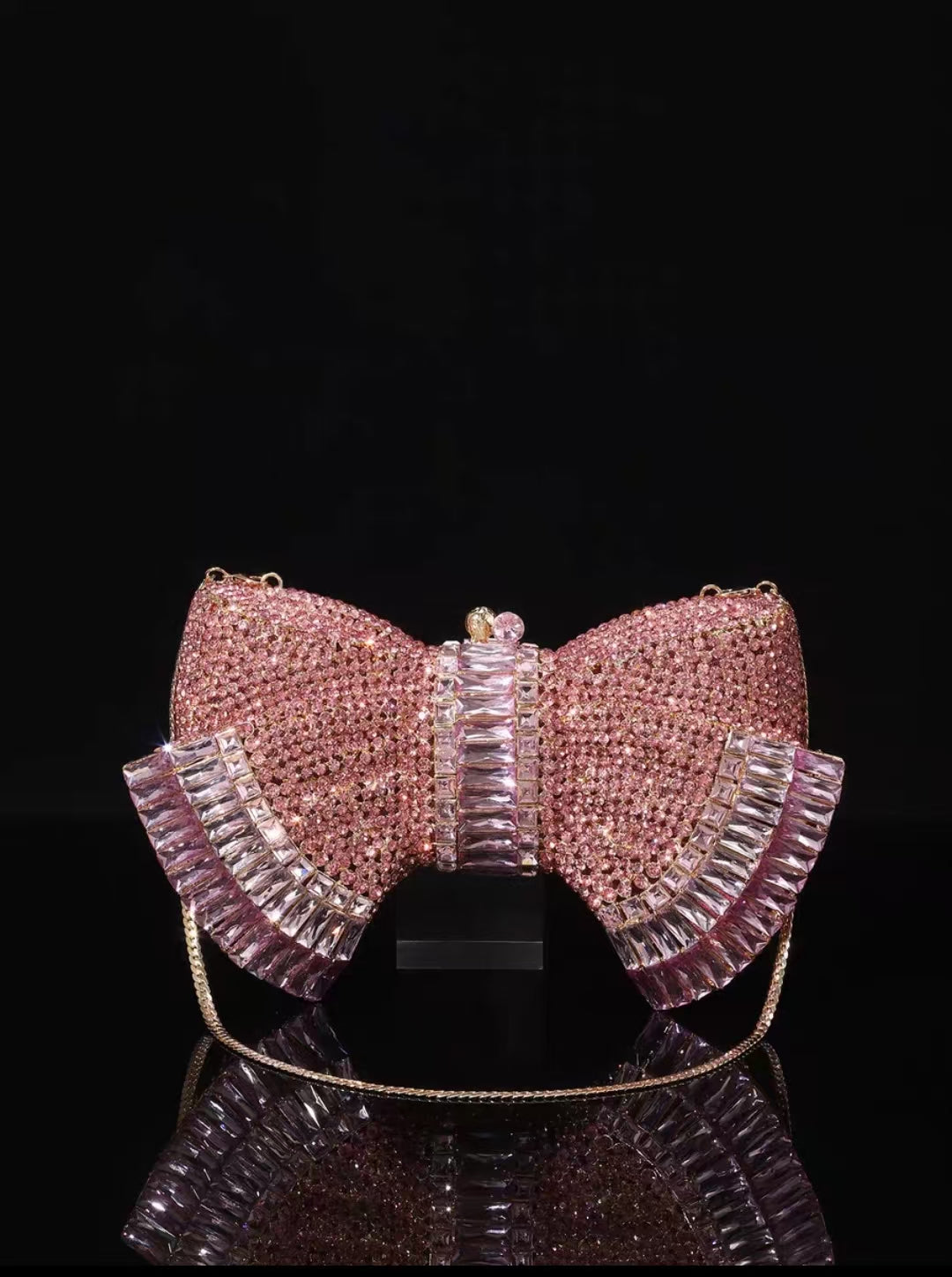 High-end Luxury Embellished New Arrival European-style Evening Bag with Bow and Crystal-encrusted Chain, Women's Handheld Crystal Bag
