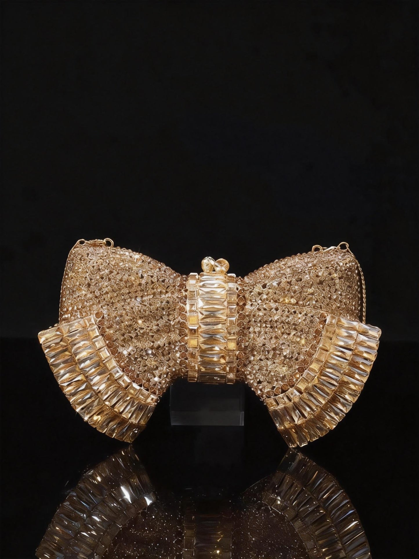 High-end Luxury Embellished New Arrival European-style Evening Bag with Bow and Crystal-encrusted Chain, Women's Handheld Crystal Bag