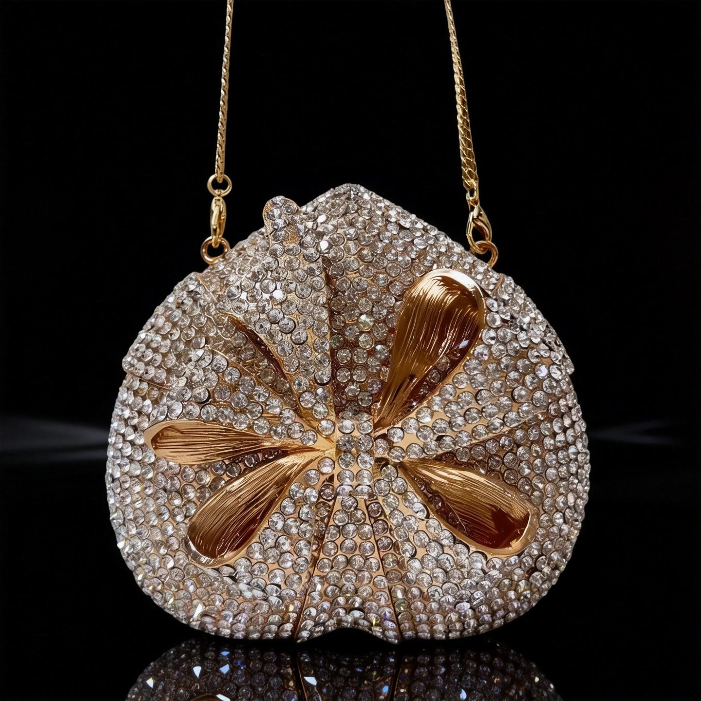 Evening Bow Clutch with Rhinestones in Heart-Shaped Gift Box for Banquets