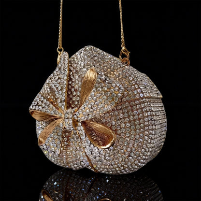 Evening Bow Clutch with Rhinestones in Heart-Shaped Gift Box for Banquets