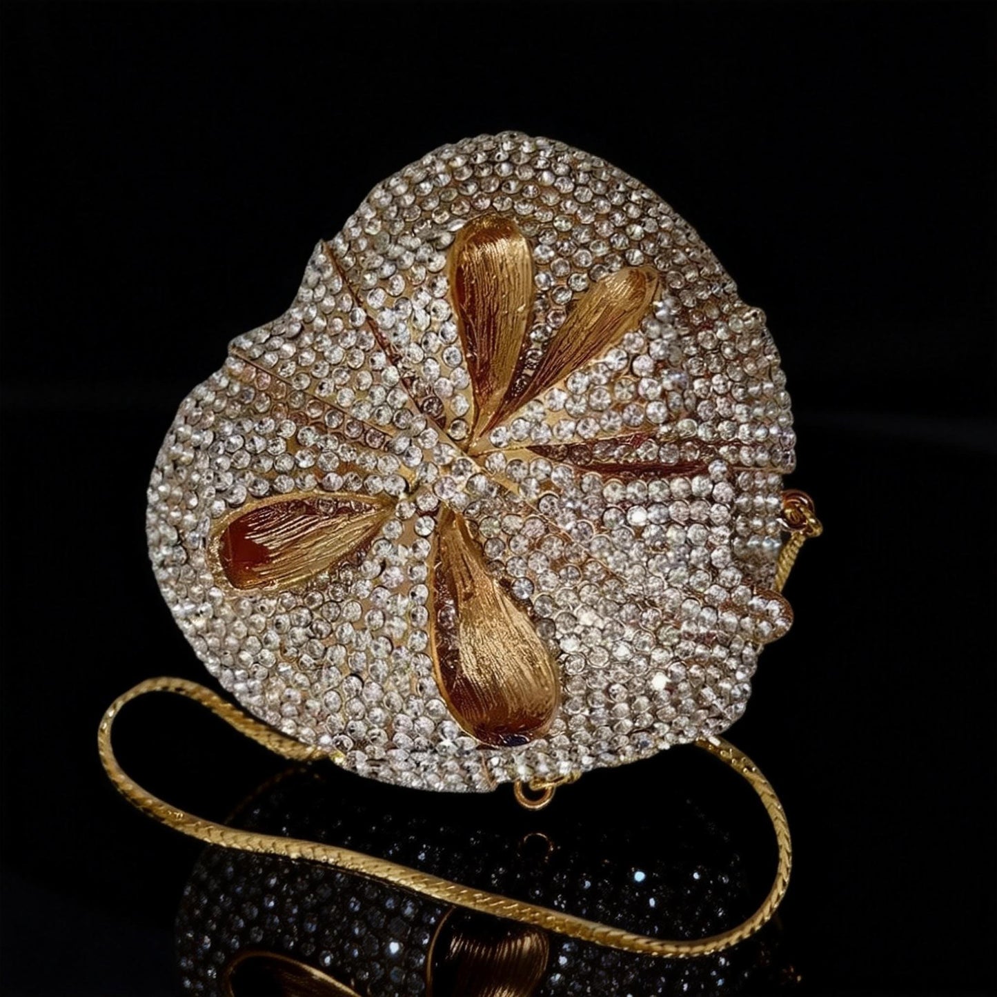 Evening Bow Clutch with Rhinestones in Heart-Shaped Gift Box for Banquets