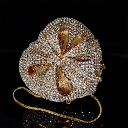 Evening Bow Clutch with Rhinestones in Heart-Shaped Gift Box for Banquets
