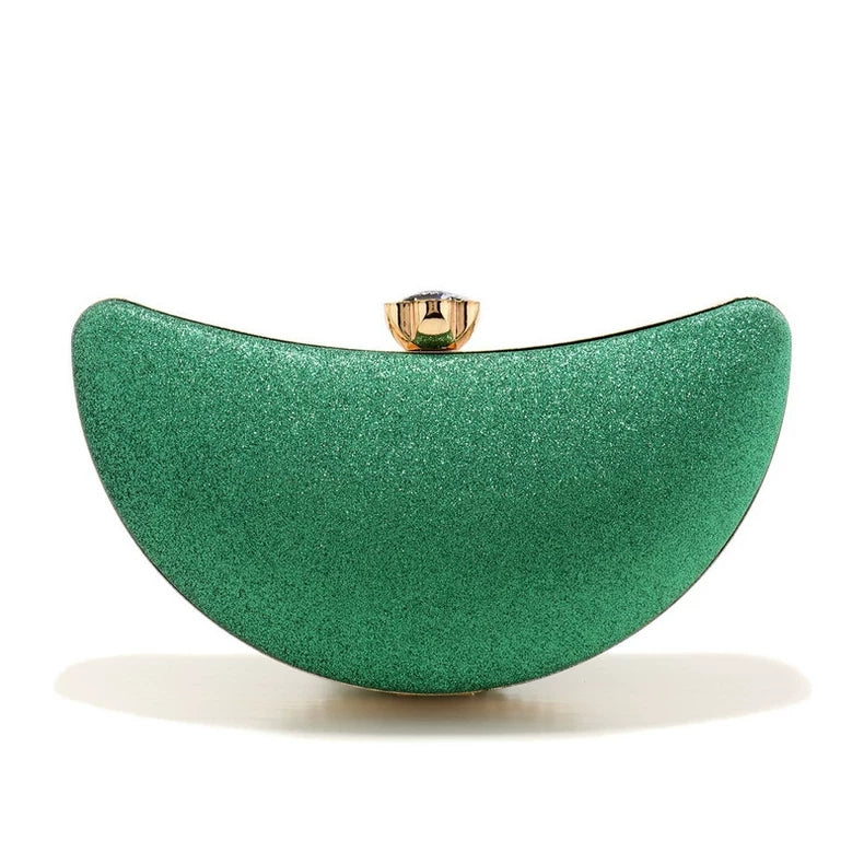Luxury Diamond-Encrusted Evening Clutch | Light Luxury Half-Moon Bag with Hollow Floral Design | Cheongsam Handbag