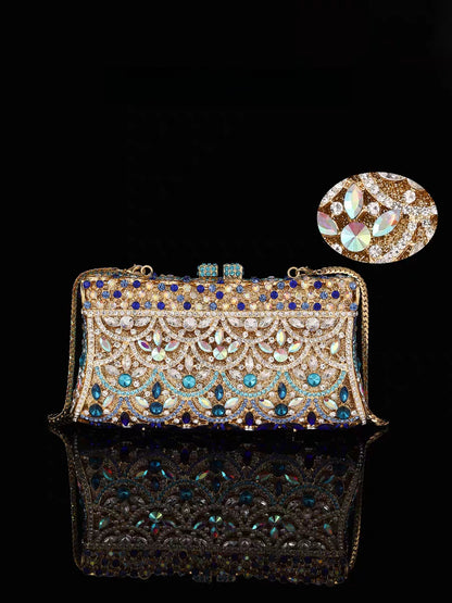 Fish scale banquet bag with hollow metal inlaid with diamond