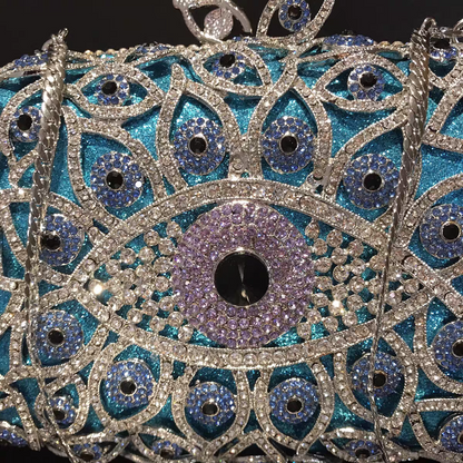 Western Evening Clutch: Devil's Eye Design with Rhinestones, Crystal-Embellished Women's Handbag