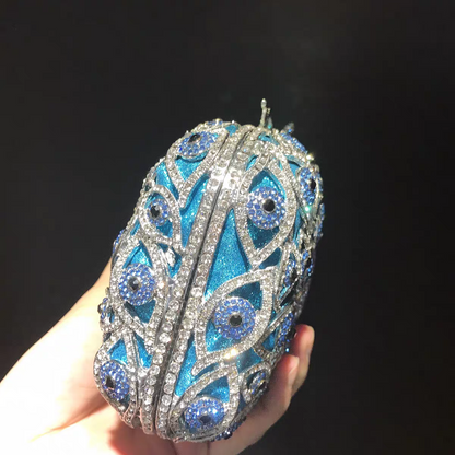 Western Evening Clutch: Devil's Eye Design with Rhinestones, Crystal-Embellished Women's Handbag