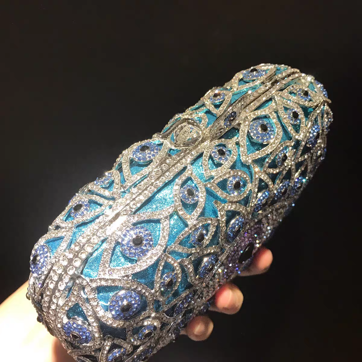 Western Evening Clutch: Devil's Eye Design with Rhinestones, Crystal-Embellished Women's Handbag