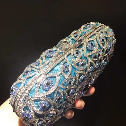 Western Evening Clutch: Devil's Eye Design with Rhinestones, Crystal-Embellished Women's Handbag