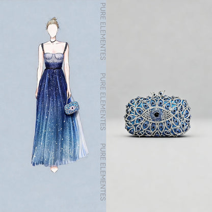 Western Evening Clutch: Devil's Eye Design with Rhinestones, Crystal-Embellished Women's Handbag