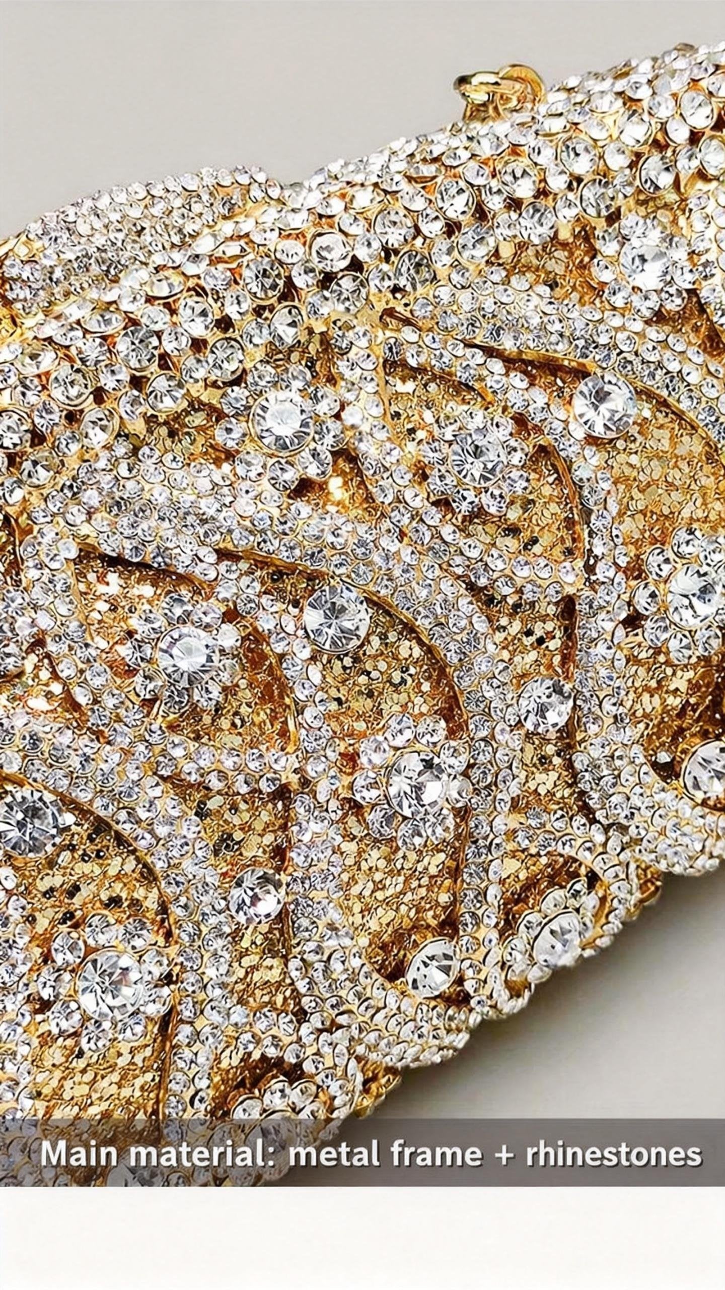 Light Luxury Evening Clutch, Vintage Shiny Rhinestone Handbag for Women, High-End Party Purse with Strap