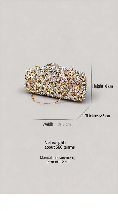 Light Luxury Evening Clutch, Vintage Shiny Rhinestone Handbag for Women, High-End Party Purse with Strap