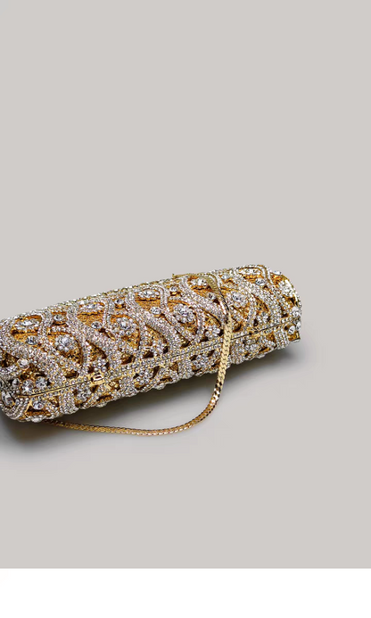 Light Luxury Evening Clutch, Vintage Shiny Rhinestone Handbag for Women, High-End Party Purse with Strap