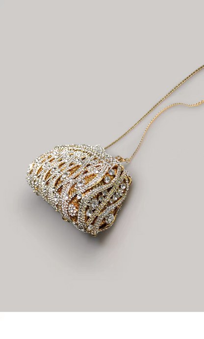 Light Luxury Evening Clutch, Vintage Shiny Rhinestone Handbag for Women, High-End Party Purse with Strap