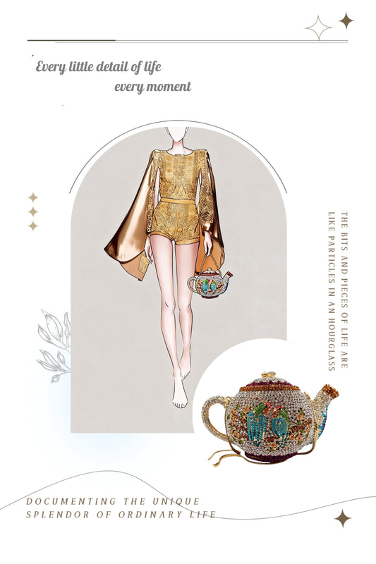 Teapot-Shaped Evening Clutch – Fully Rhinestoned, Luxury Designer Women's Handbag for Banquet, Party & Gala