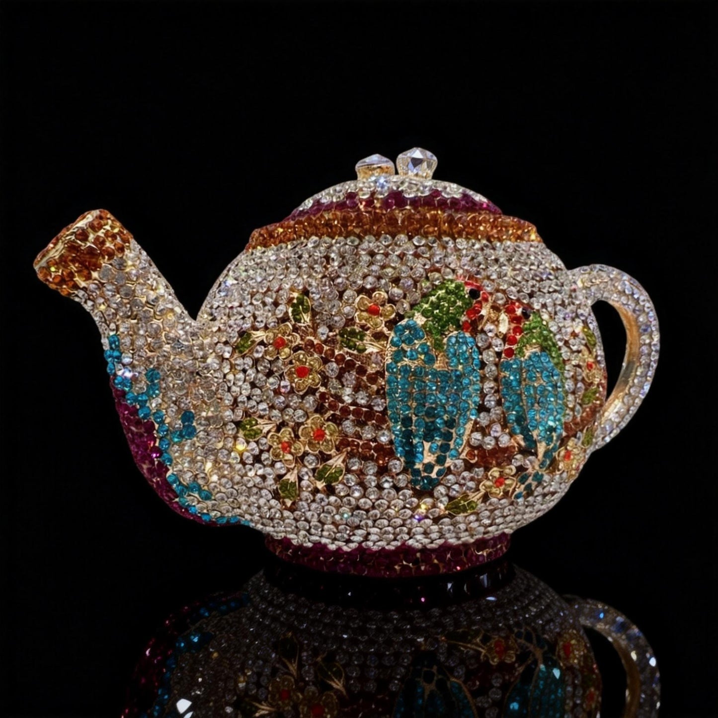 Teapot-Shaped Evening Clutch – Fully Rhinestoned, Luxury Designer Women's Handbag for Banquet, Party & Gala