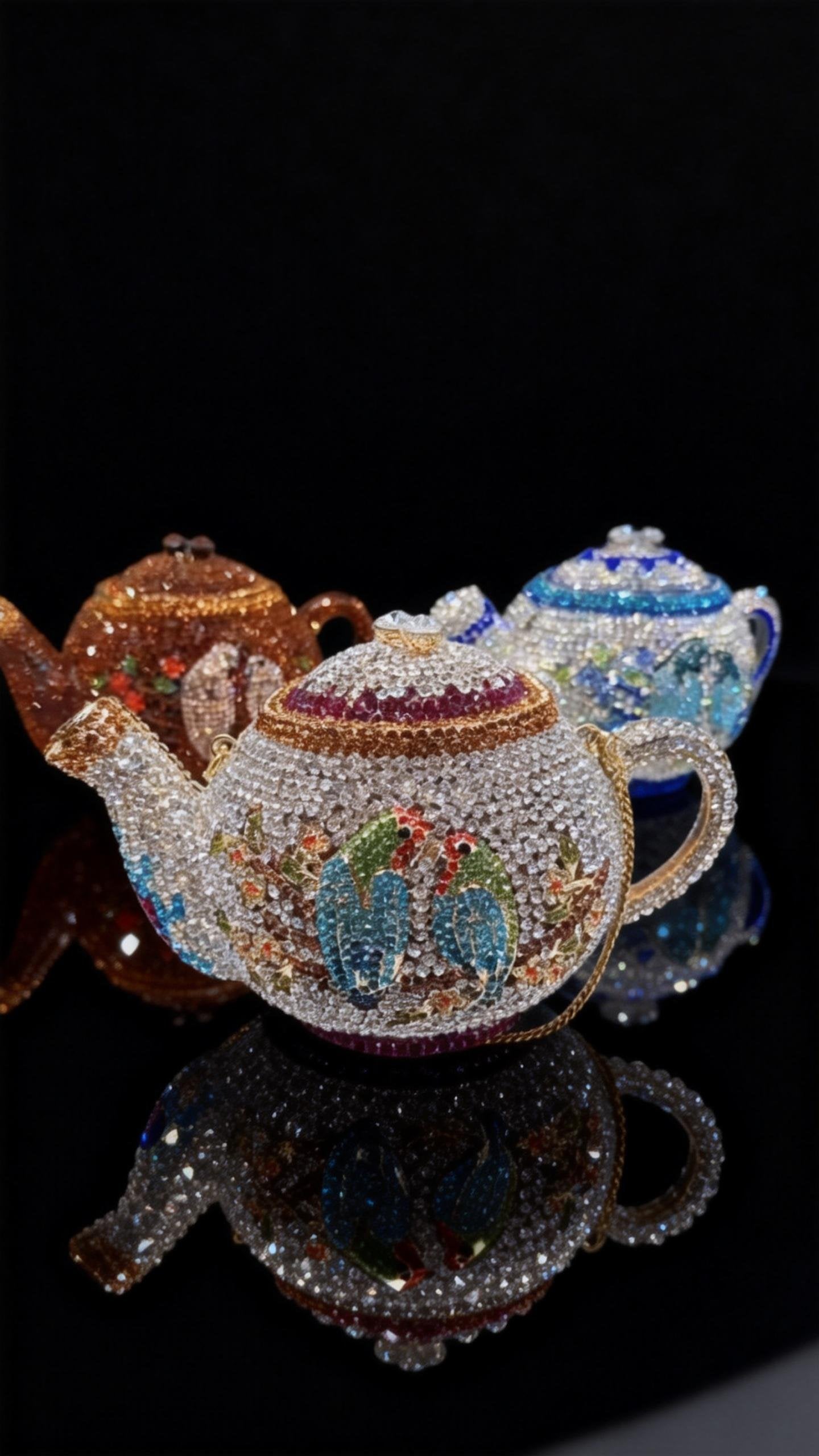 Teapot-Shaped Evening Clutch – Fully Rhinestoned, Luxury Designer Women's Handbag for Banquet, Party & Gala