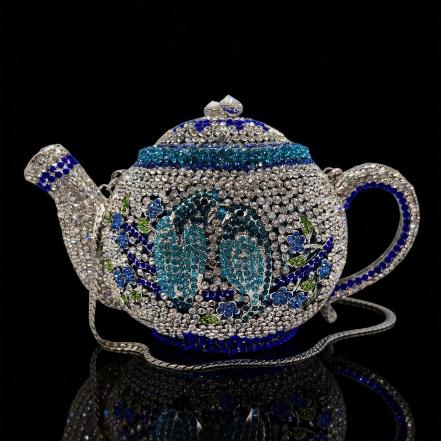 Teapot-Shaped Evening Clutch – Fully Rhinestoned, Luxury Designer Women's Handbag for Banquet, Party & Gala