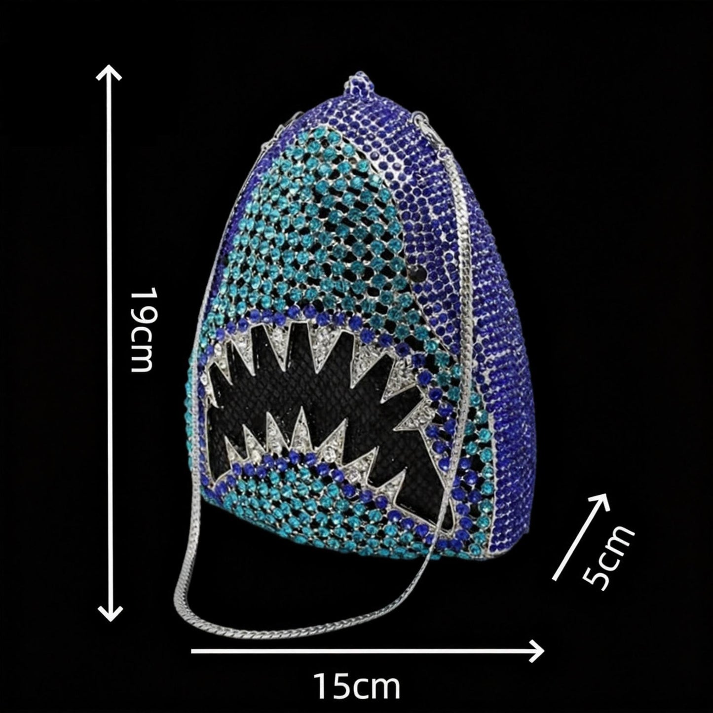 New 3D Shark Rhinestone Clutch Bag, Animal-Shaped Full-Crystal Evening Bag for Parties and Formal Events