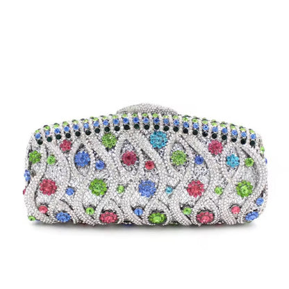 Light Luxury Evening Clutch, Vintage Shiny Rhinestone Handbag for Women, High-End Party Purse with Strap