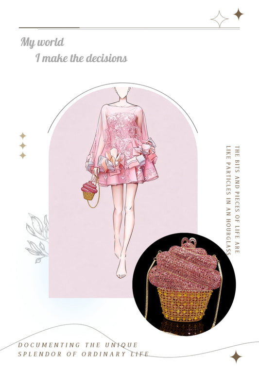 Ice Cream Wrap Iceberg Crystal-Encrusted Diamond Evening Clutch with Filigree Metal and Crystal Embellishments