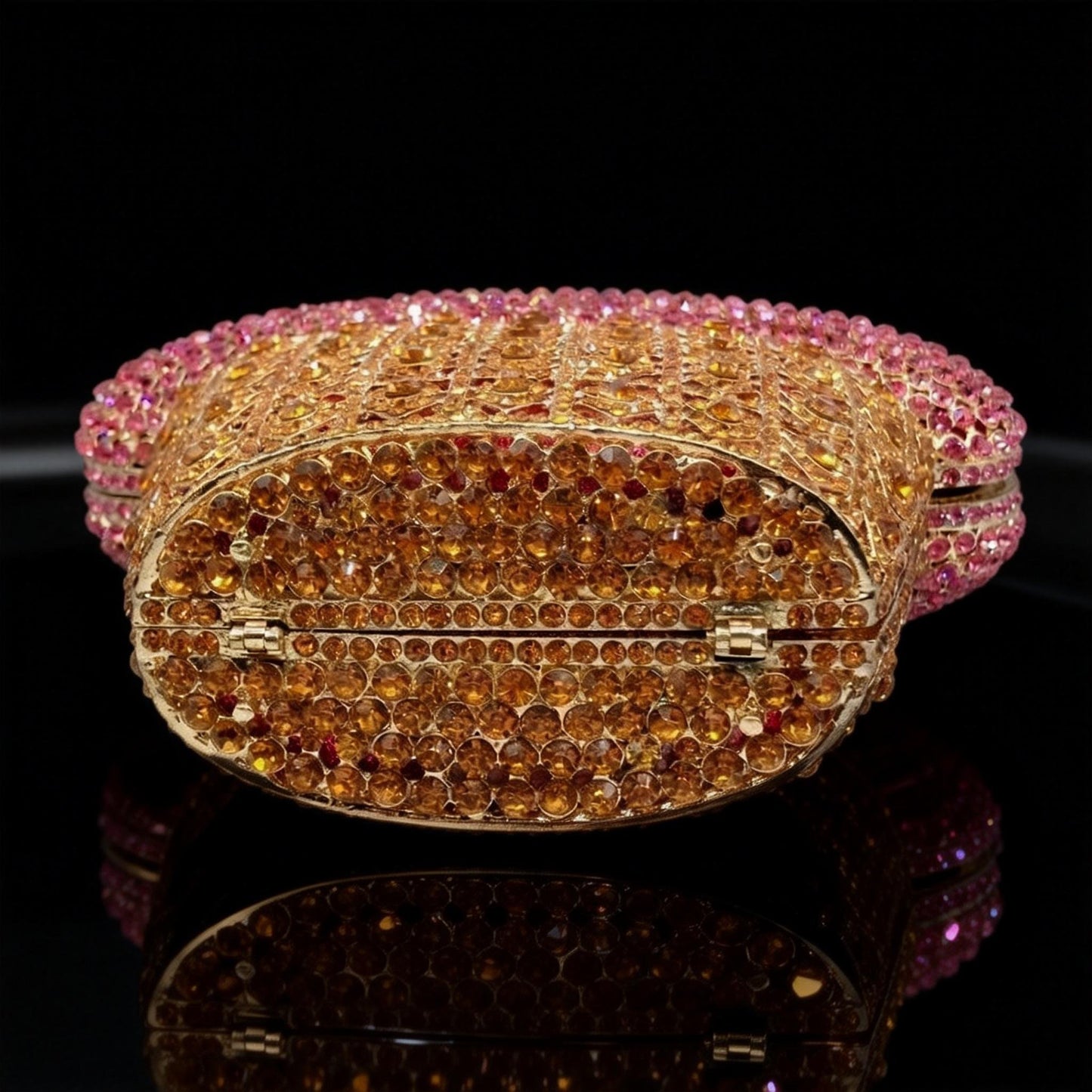 Ice Cream Wrap Iceberg Crystal-Encrusted Diamond Evening Clutch with Filigree Metal and Crystal Embellishments