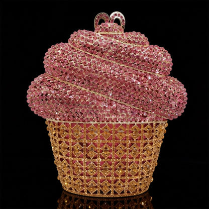 Ice Cream Wrap Iceberg Crystal-Encrusted Diamond Evening Clutch with Filigree Metal and Crystal Embellishments