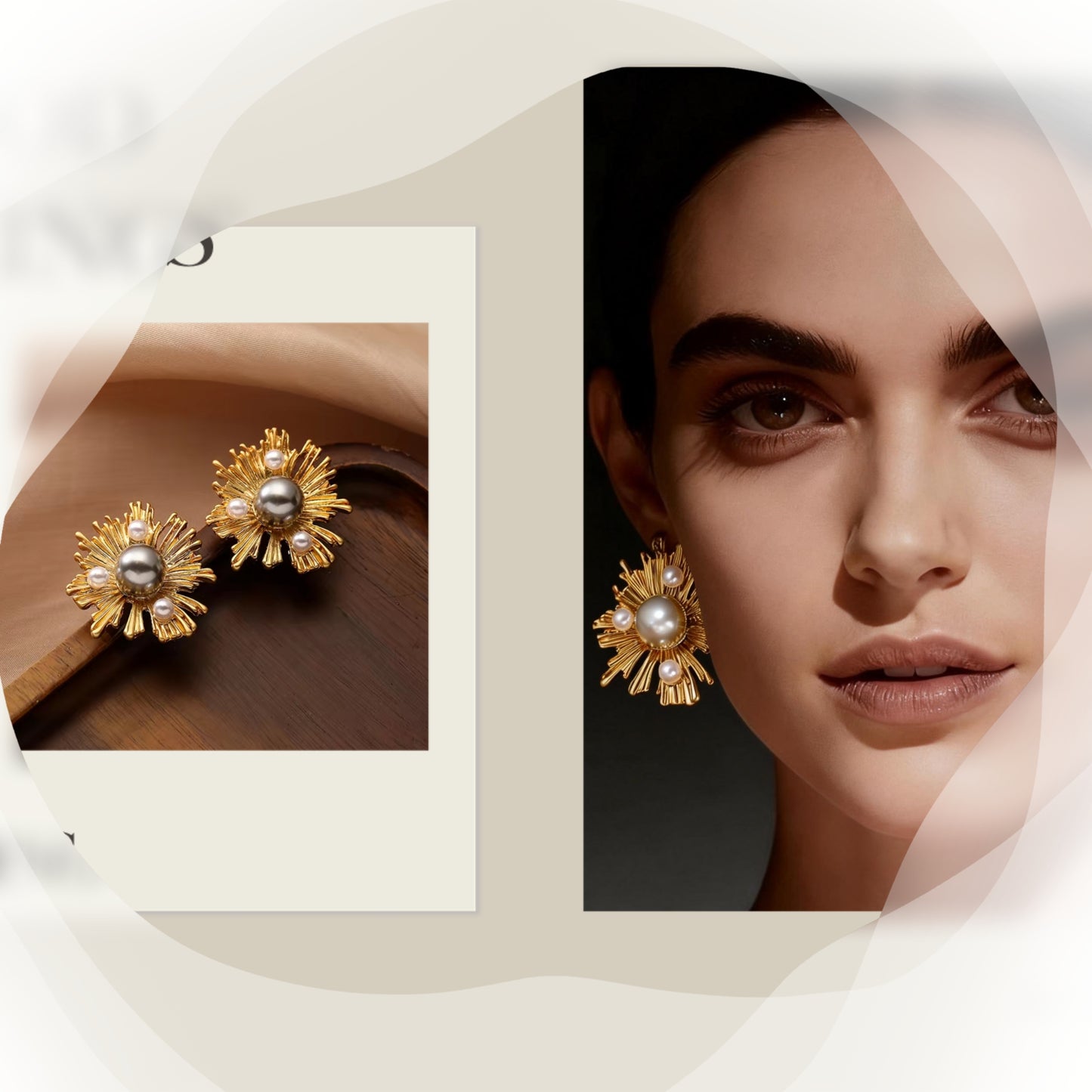 Sunflower-Inspired Pearl Earrings with Sterling Silver Needles - Elegant and Chic