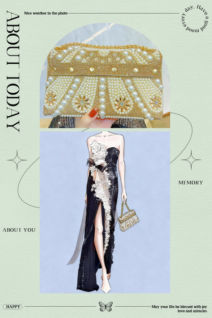 Water Drop Pearl Chain Bag Evening Clutch Versatile Small Bag French-inspired Chanel-style Purse