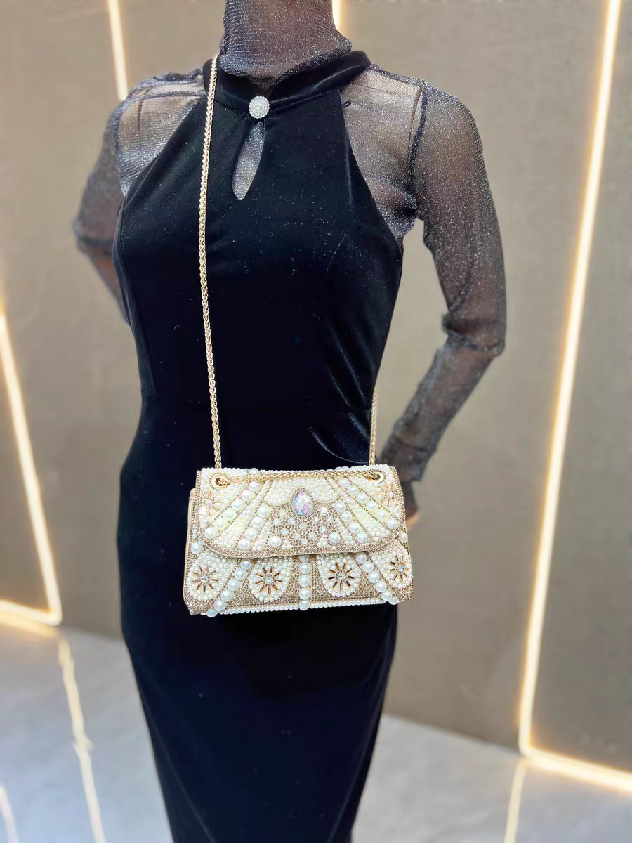 Water Drop Pearl Chain Bag Evening Clutch Versatile Small Bag French-inspired Chanel-style Purse