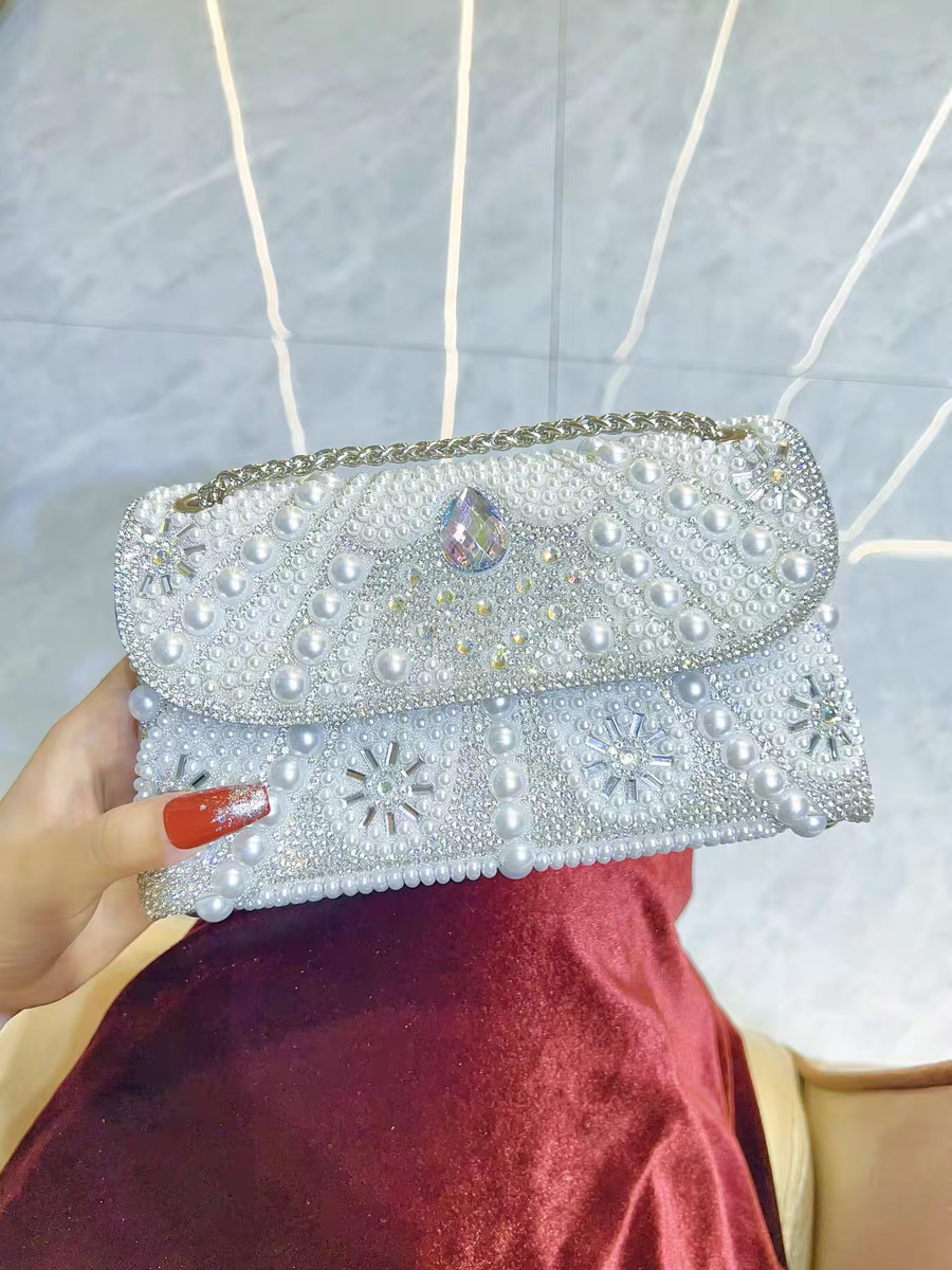 Water Drop Pearl Chain Bag Evening Clutch Versatile Small Bag French-inspired Chanel-style Purse