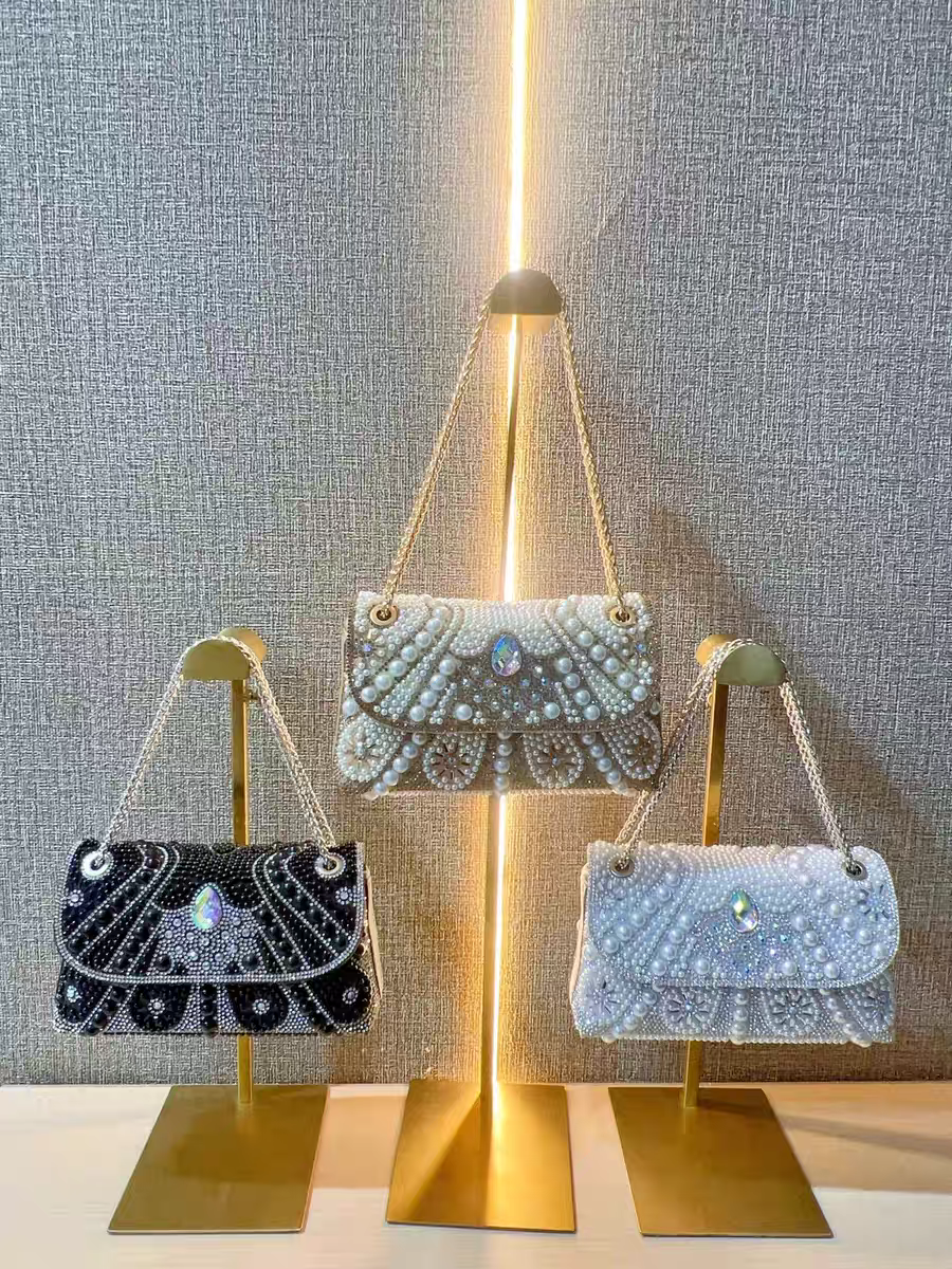 Water Drop Pearl Chain Bag Evening Clutch Versatile Small Bag French-inspired Chanel-style Purse