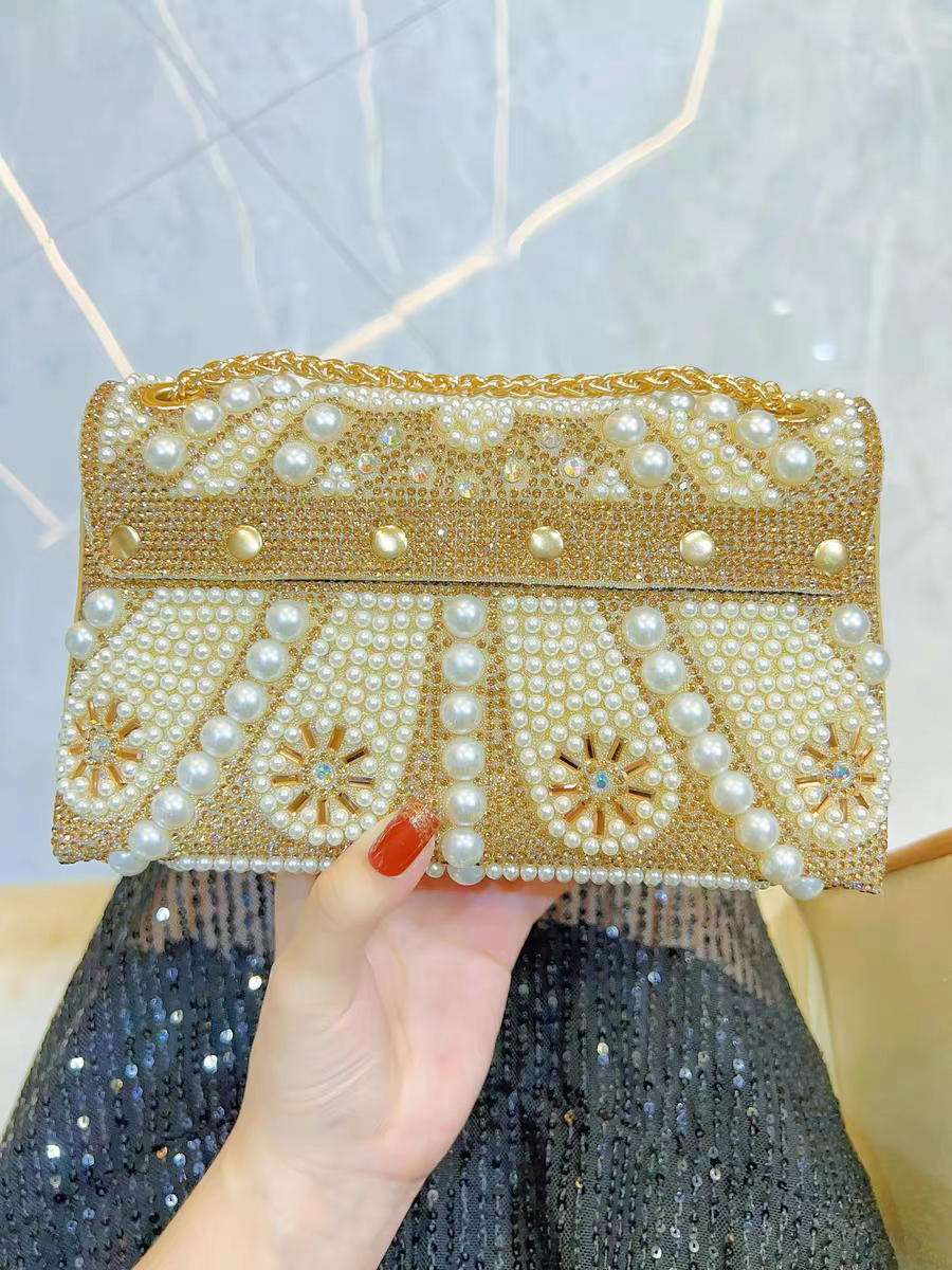 Water Drop Pearl Chain Bag Evening Clutch Versatile Small Bag French-inspired Chanel-style Purse