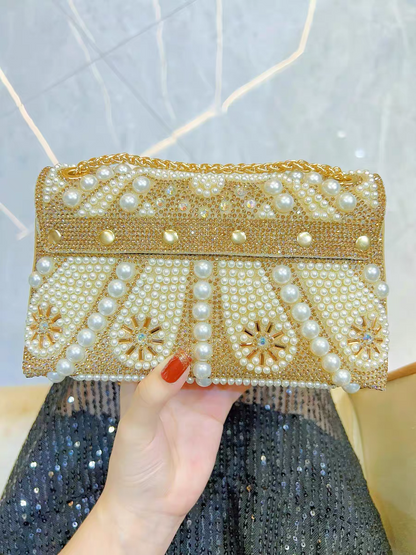Water Drop Pearl Chain Bag Evening Clutch Versatile Small Bag French-inspired Chanel-style Purse
